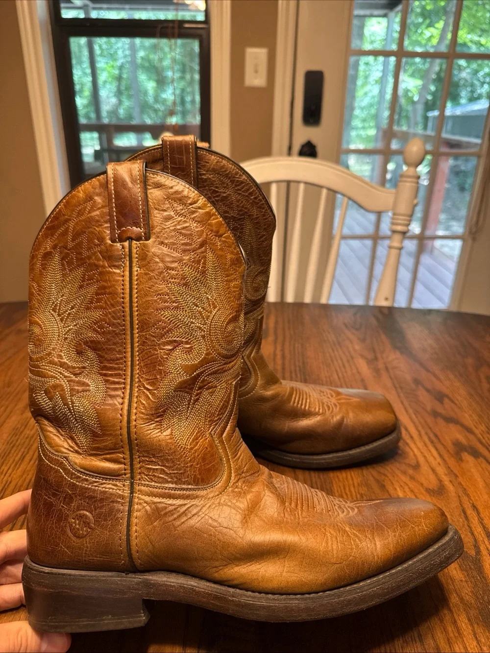 Double-H Cowboy Boots   Brown Shoe Size 10D Leather Square Toe Western